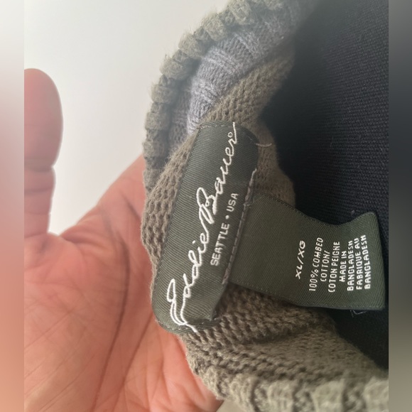 EDDIE BAUER Men’s Quarter Zip Sweater High Neck Leather Tab Pullover - Picture 5 of 5